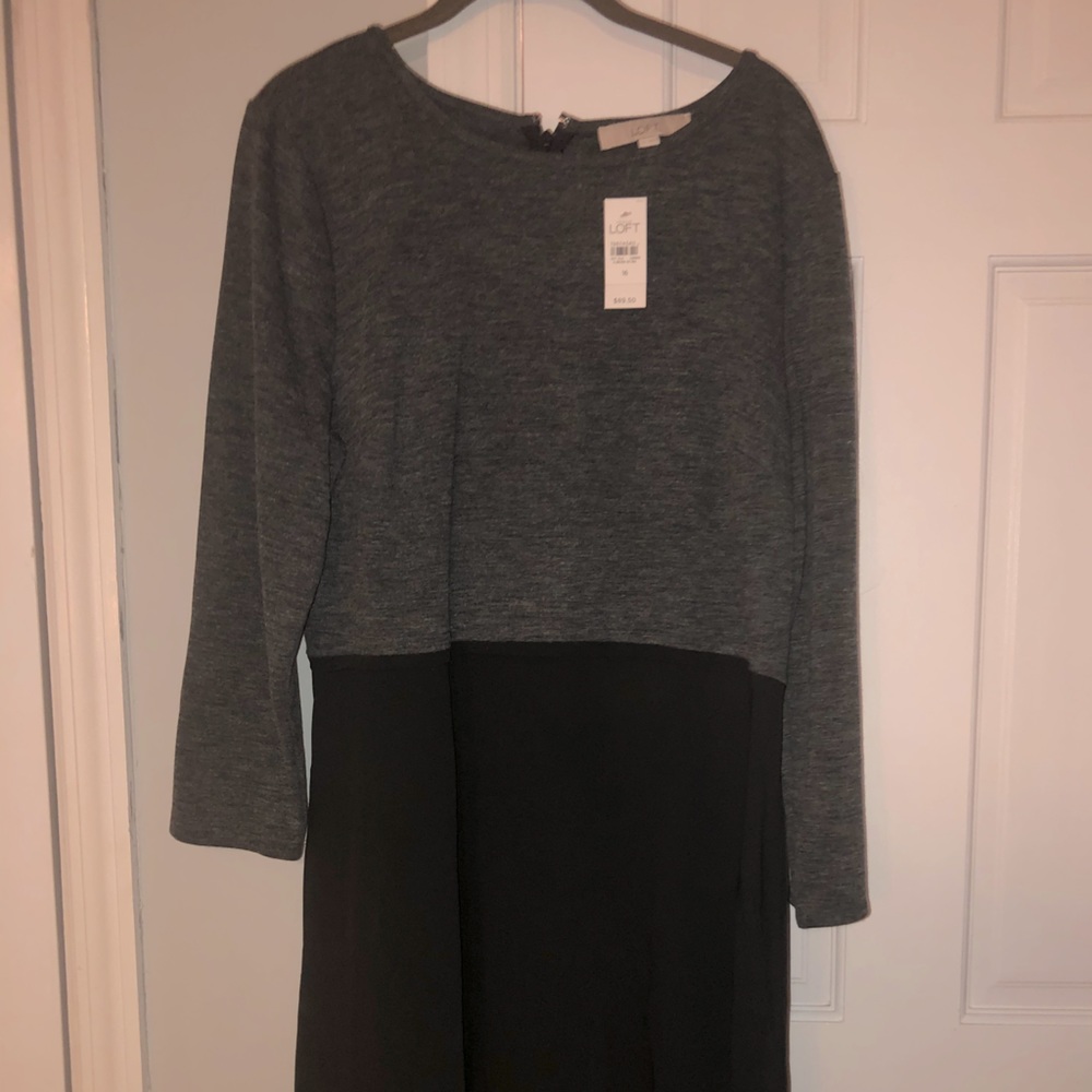 Loft charcoal and black twofer dress